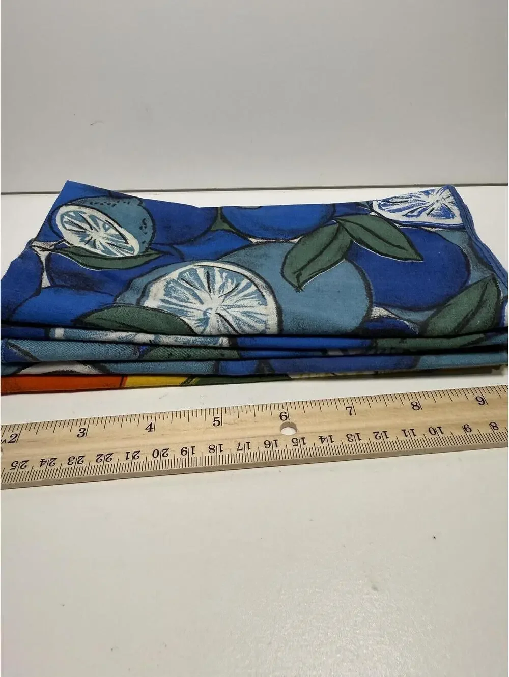 Set of 10 Colorful Citrus Print Cloth Napkins 9x9 Kitchen Dining - Picture 3 of 5